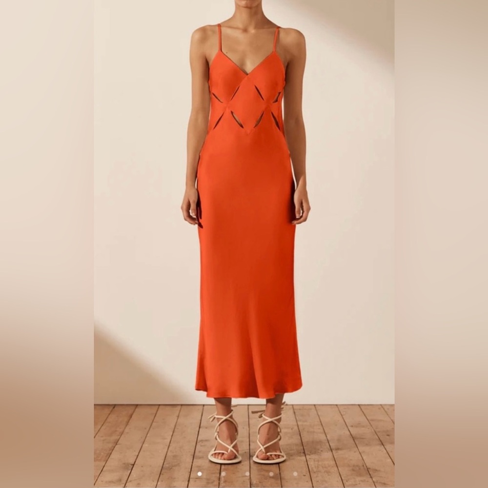 Milo Cut Out Slit Midi Dress - Hibiscus